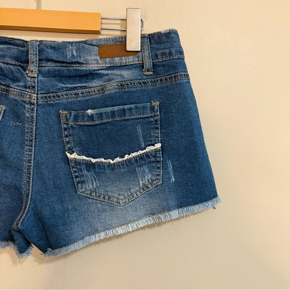 Vintage Y2K Low Rise Denim Skort Button Up Front Frayed - Picture 13 of 15